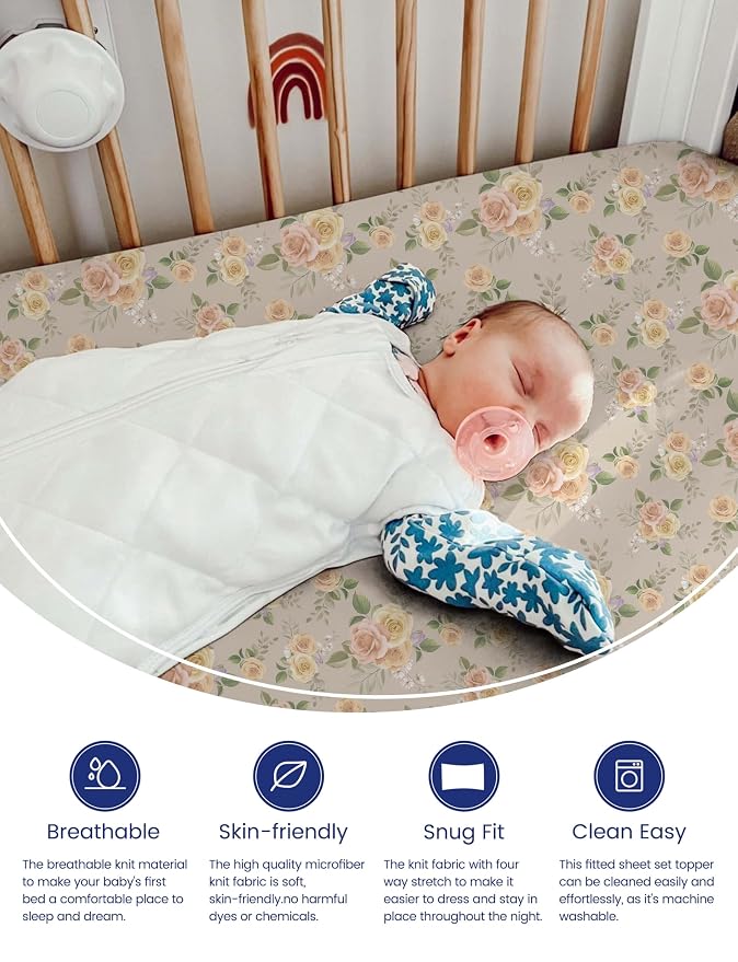 TotAha Crib Sheets for Boy Girl, Premium Soft Fitted Crib Mattress Sheet - Image 3