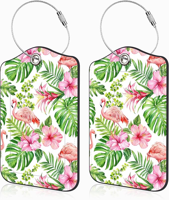 2 Pcs Pink Flamingo Luggage Tags by Unknown