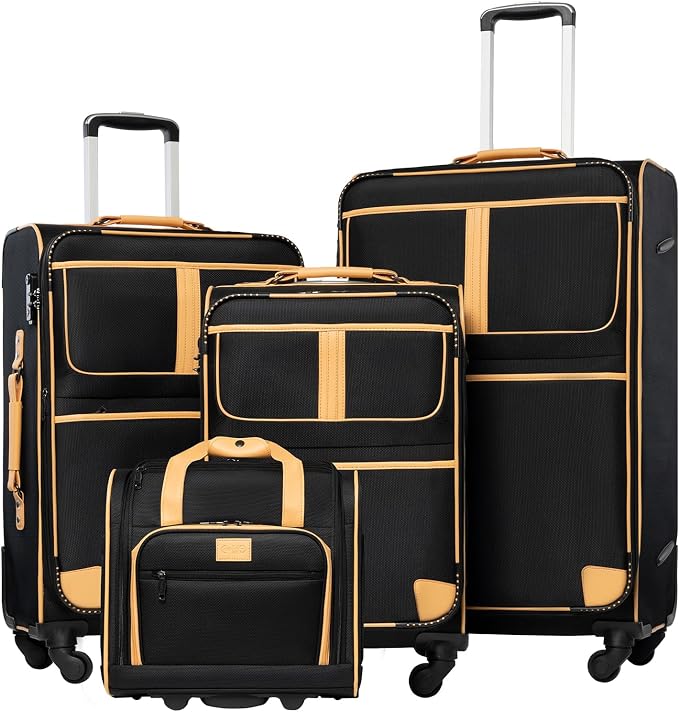 Coolife Luggage 4 Piece Set Suitcase Expandable TSA lock spinner softshell by COOLIFE