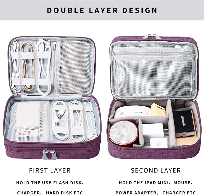 MIRLEWAIY Travel Electronics Organizer Soft Case Small Electronic Accessories - Image 4