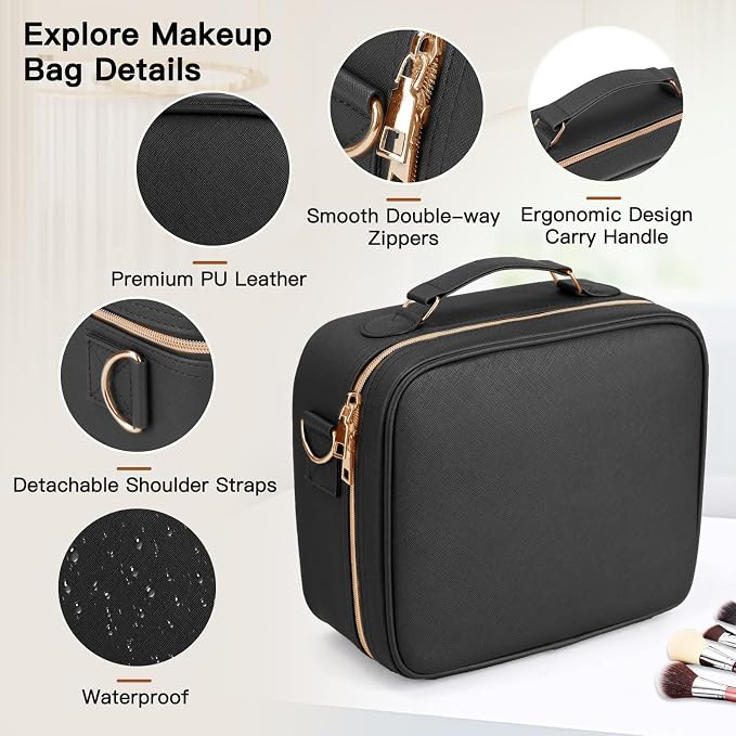 Travel Makeup Bag with LED Mirror, Cosmetic Bags - Image 4