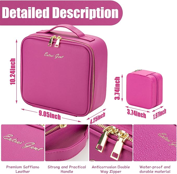 Makeup Travel Train Case with Mirror LED Light 3 Adjustable Brightness Large - Image 2