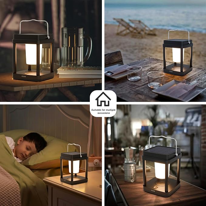 Solar Lantern Outdoor Table Lamp, Touch Control Outdoor Cordless Lantern - Image 9