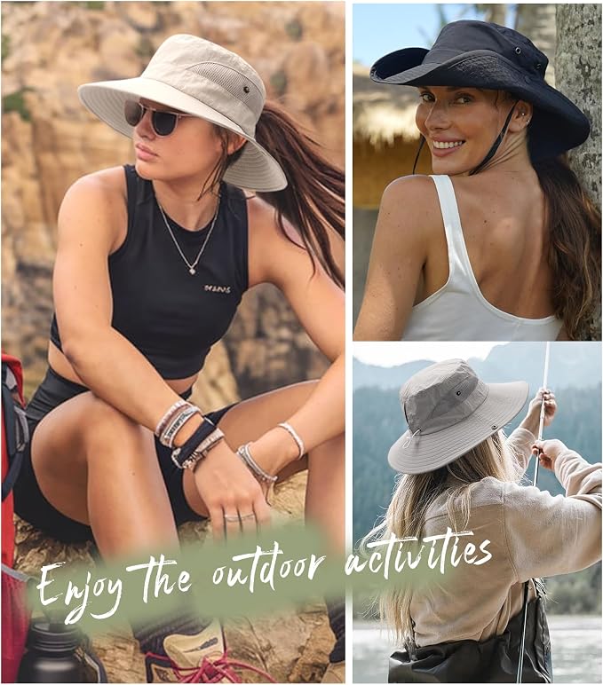 FURTALK Womens Sun Hat with Ponytail Hole Beach Hiking Summer Wide Brim UPF 80+ - Image 6