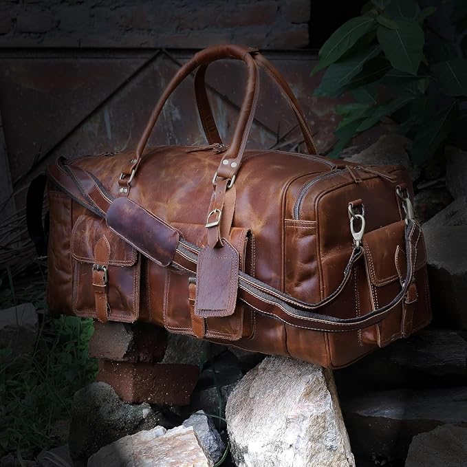 Large duffel bags for men holdall leather travel bag overnight gym sports - Image 6