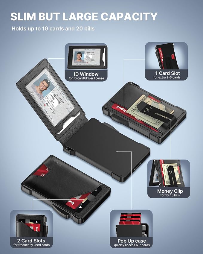 typecase Tactical Wallet for Men Card Holder: Pop Up Card Case, Genuine Leather - Image 2