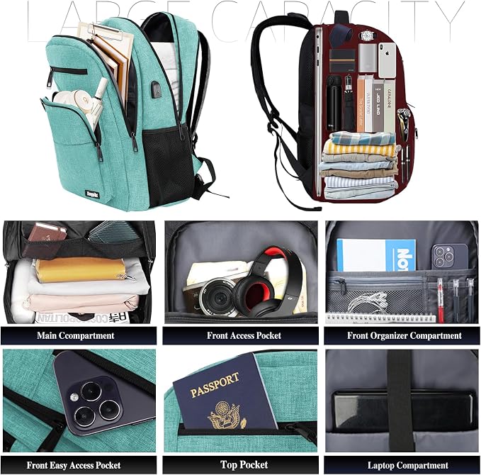 Backpack for Women Men, School Backpack for Boys Girls Teens, 15.6 Inch Laptop - Image 2