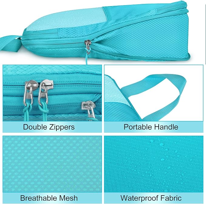 8 Set Compression Packing Cubes Travel, Lightweight Expandable Travel Cubes - Image 5