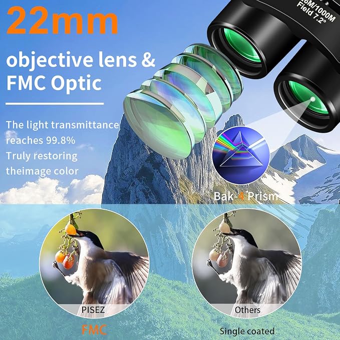 PISEZ 30X60 Compact Binoculars for Adults and Kids，Lightweight Foldable Easy - Image 4