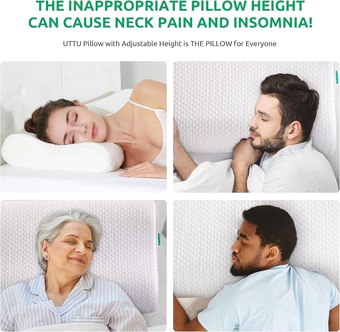 UTTU Cervical Pillow for Neck Strain Relief, Memory Foam Neck Pillow for - Image 3