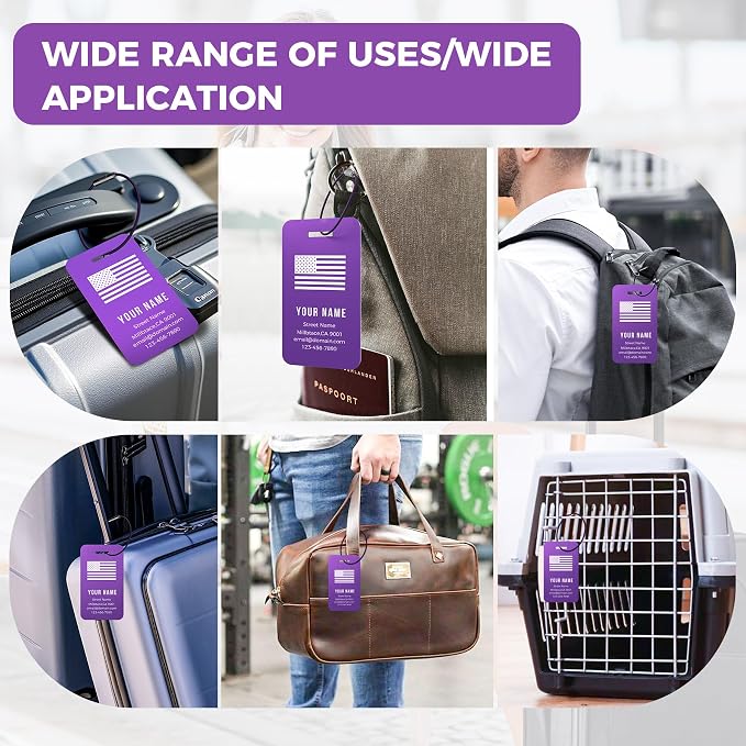 Personalized Luggage Tags, Custom Luggage Tags 4 Pack TSA Approved Double Sided - Image 7