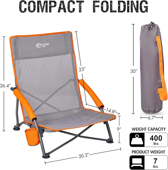 PORTAL Beach Chairs for Adults Camping Low Lightweight Portable Chair - Image 3