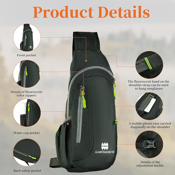 Small Sling Backpack, Lightweight Crossbody Backpack, Foldable Cross Body Bag - Image 3