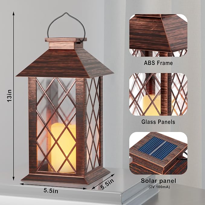 Solar Lanterns Outdoor, Waterproof Garden Hanging Lanterns, Vintage Lantern - Image 2