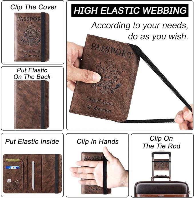 Passport Holder Cover Wallet Travel Essentials Leather Rfid Blocking Case - Image 3