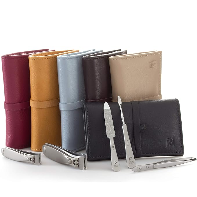 GERMANIKURE 5pc Manicure Set in Dark Purple Leather Case - Image 2