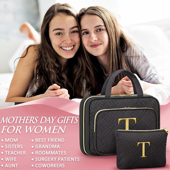 Gifts for Women, Initial Toiletry Makeup Bag Hanging Cosmetic Organizer - Image 8