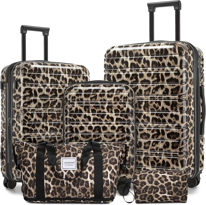 LARVENDER Luggage Sets 5 Piece Hardside Expandable Suitcase by LARVENDER