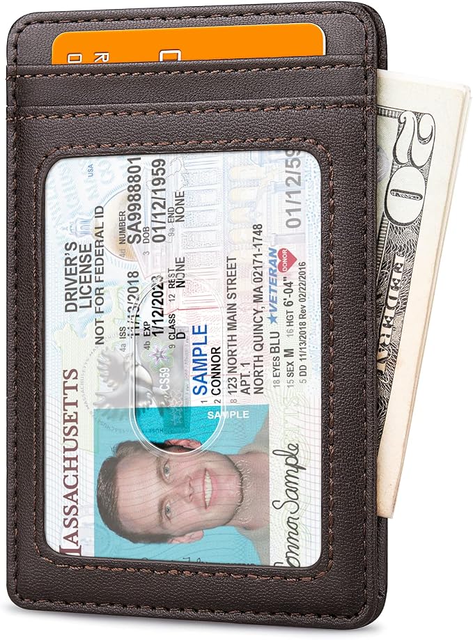 Buffway Mens Slim Wallet, Minimalist Thin Front Pocket Leather Credit Card - Image 2
