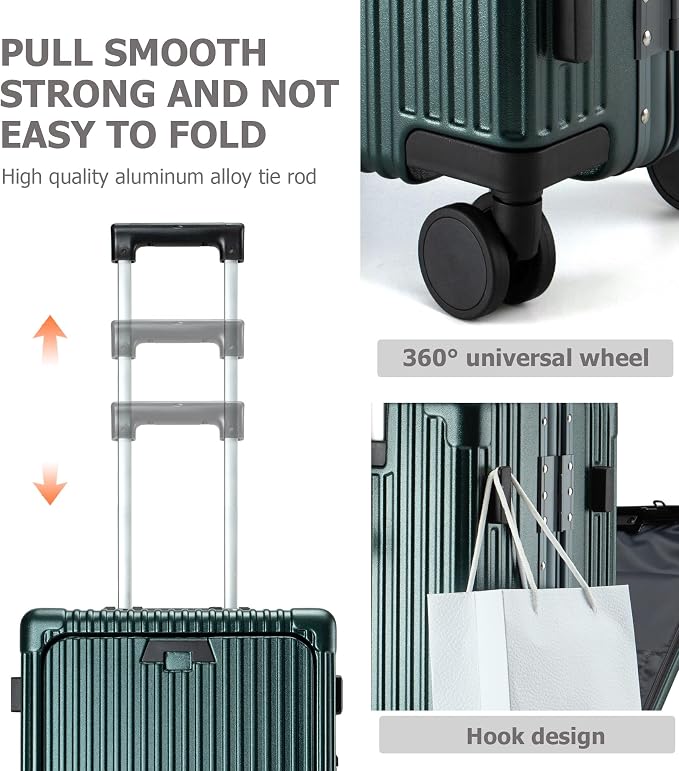 feilario 24in Aluminium Frame PC Hard Shell Spinner Wheels Luggage, Built-In - Image 6