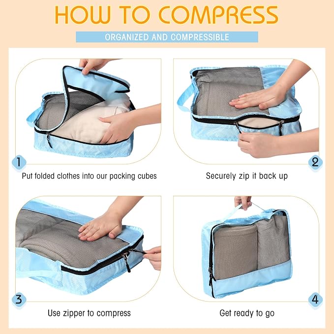 5 Pcs Packing Cubes for Suitcase Large Travel Cubes Carry on Luggage Organizer - Image 4