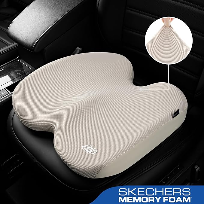 Skechers Memory Foam Seat Cushion, Ribbed Fabric Office Chair Cushion - Image 2