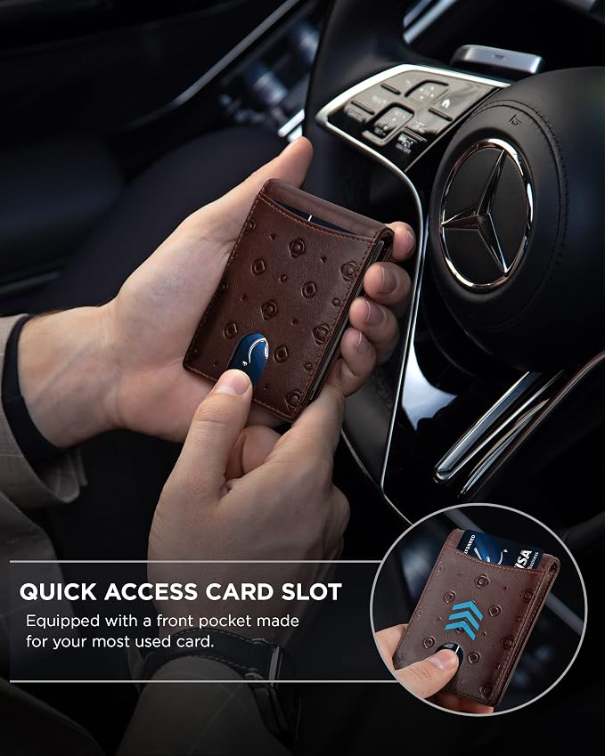 SERMAN BRANDS RFID Blocking Slim Bifold Genuine Leather Minimalist Front Pocket - Image 3