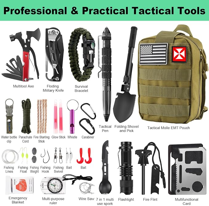 Survival Kit 256 in 1, First Aid Kit Survival Gear Tools Trauma Kit - Image 3