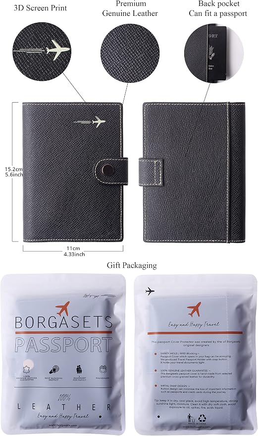 Genuine Leather Passport Case, RFID Passport Cover - Image 6