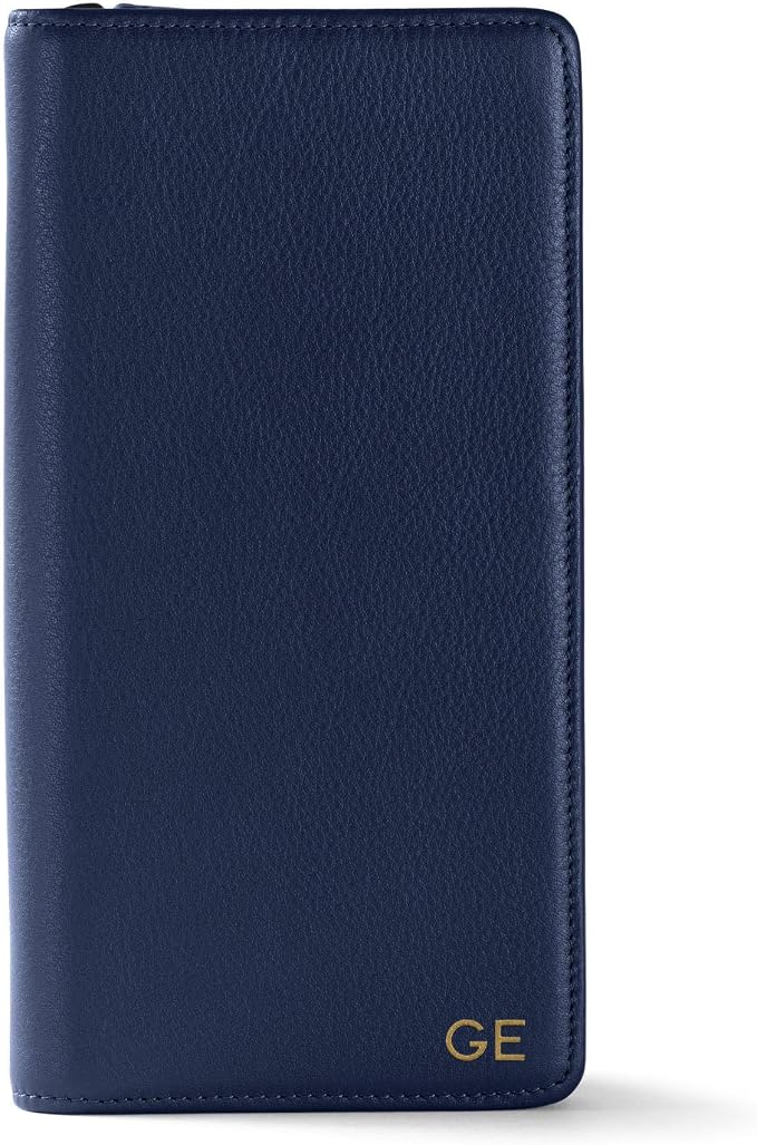Leatherology Navy Blue Travel Zip Organizer Wallet, Passport Holder, RFID by Leatherology