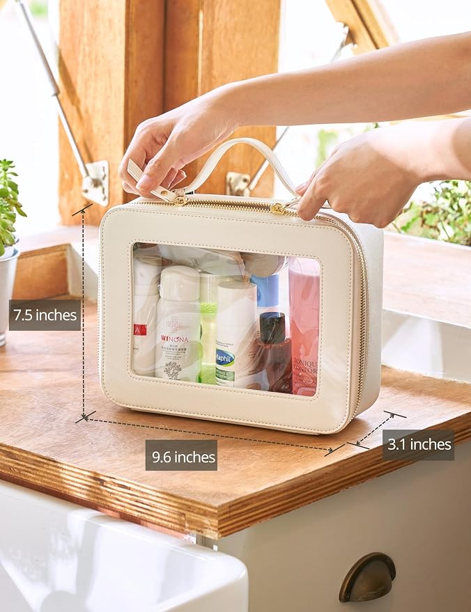 Popvibe Clear Makeup Bag Travel Cosmetic Case Transparent Toiletry Bag - Image 6