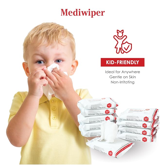 MEDIWIPER 80ct Alcohol-Free Hand Sanitizing Wipes Unscnted Antibacterial Wet - Image 8