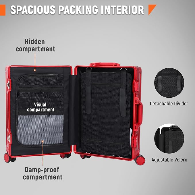UrbanExplorer All Aluminum Carry On Luggage 22x14x9 Airline Approved Heavy Duty - Image 9