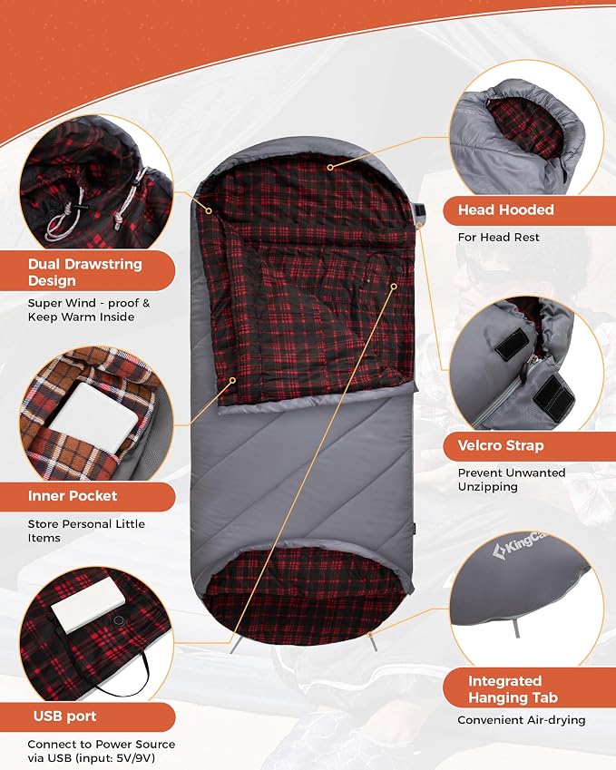KingCamp Sleeping Bag for Adults, Cold Weather & Warm Extra Wide Big & Tall XL - Image 7