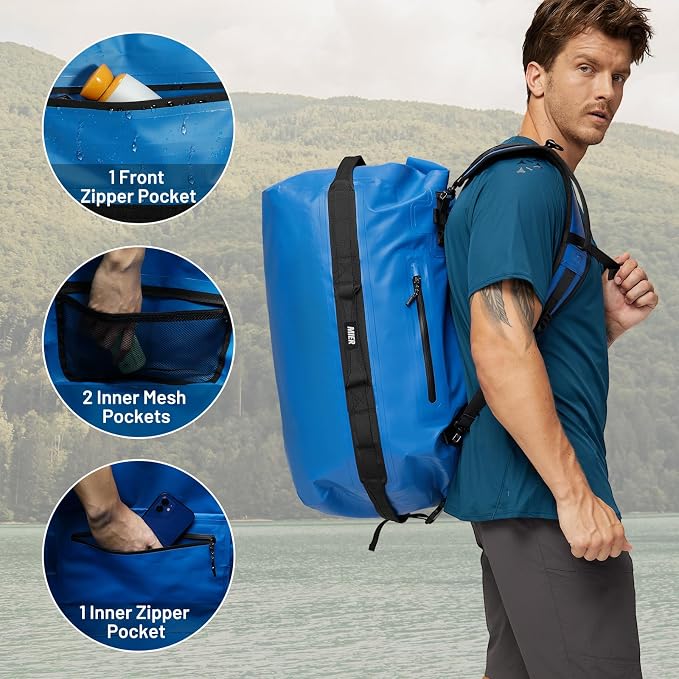 MIER Large Waterproof Duffel Bag Rolltop Dry Backpack Duffle Bags - Image 4