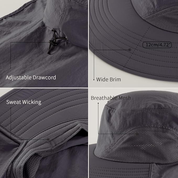 Home Prefer Outdoor UPF50+ Sun Hat Wide Brim Mesh Fishing Hat - Image 4