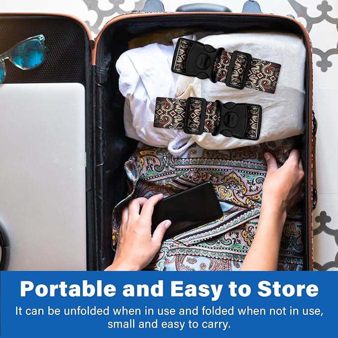 2 Pack Luggage Straps for Suitcases, Adjustable Travel Belt - Image 6