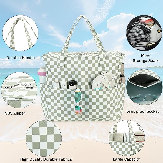 LEDAOU Beach Bag Waterproof Sandproof Women Tote Bag Pool Bag - Image 3