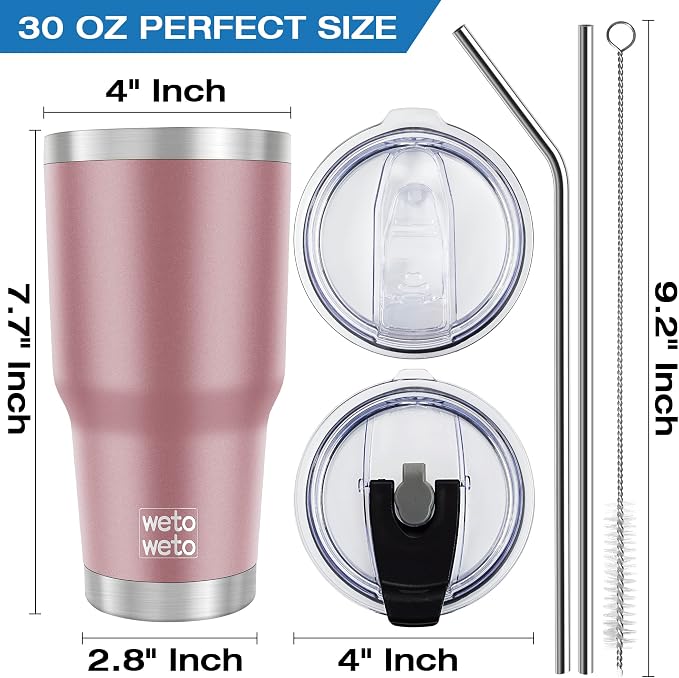 WETOWETO 30 oz Tumbler Stainless Steel Vacuum Insulated Coffee Cup Double Wall - Image 3