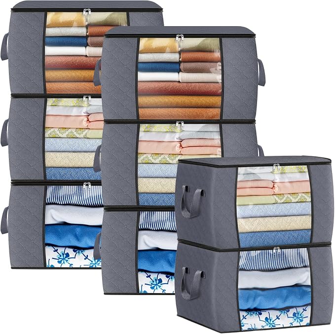 Fab totes 24 Gallons Clothes Storage, Foldable Thick Fabric Blanket Storage Bags by Fabtotes