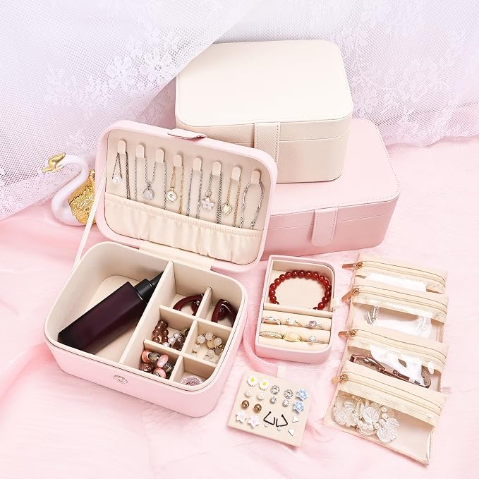 2 Layer Portable Jewelry Box, Large Jewelry Travel Case - Image 7