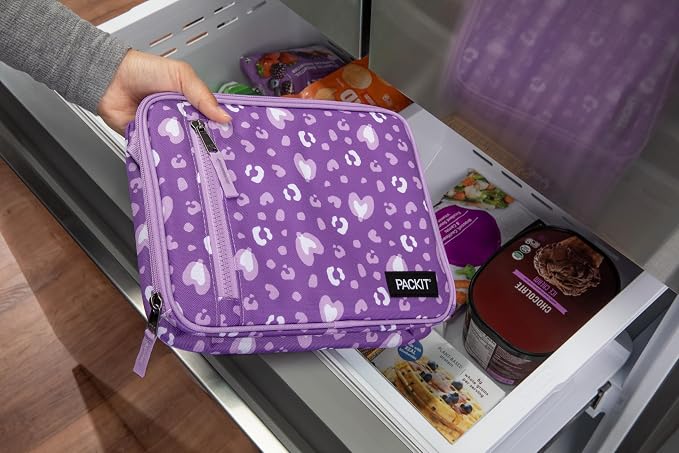 PackIt Freezable Classic Lunch Box, Leopard Hearts Purple, Built - Image 6