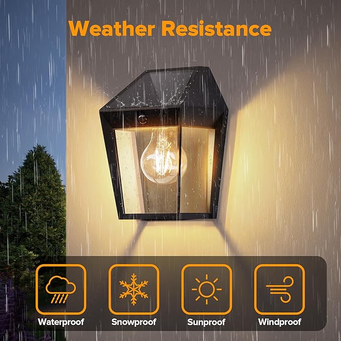 LUTEC 2 Pack Solar Wall Lights Outdoor, Solar Wall Lanterns - Image 6