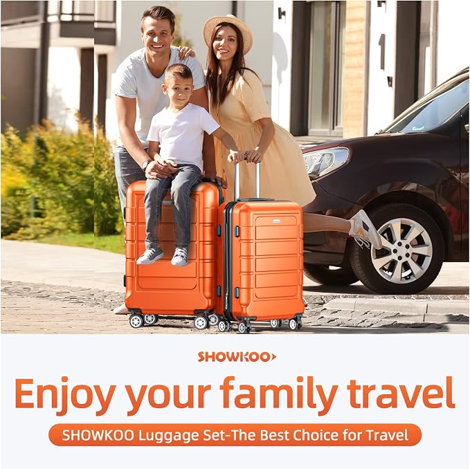 SHOWKOO Luggage Sets Expandable PC+ABS Durable Suitcase Sets Double Wheels TSA - Image 2