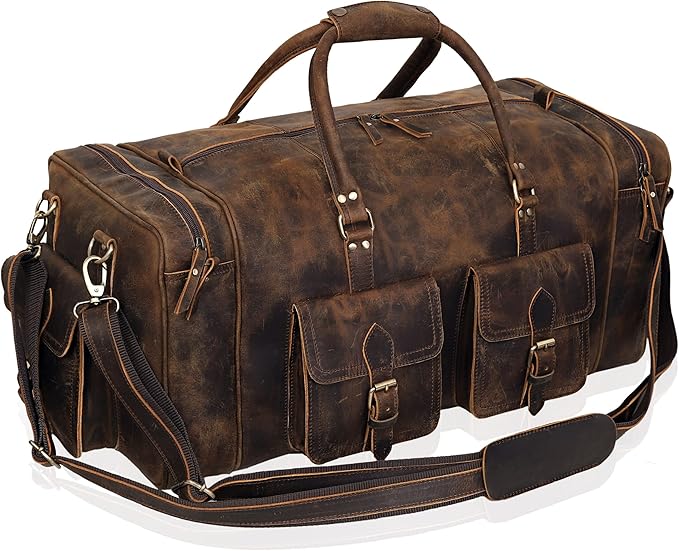 Large duffel bags for men holdall leather travel bag overnight gym sports by VCVINTAGECOUTURE