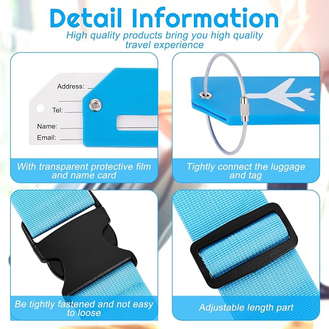 Weewooday 8 Pcs Luggage Straps Suitcase Tags Set - Image 3