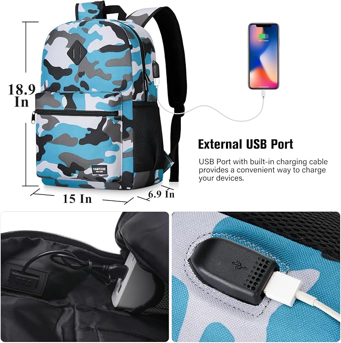 School Backpack, 17.3 Inch Bookbag Men and Teen Boy School bag - Image 5