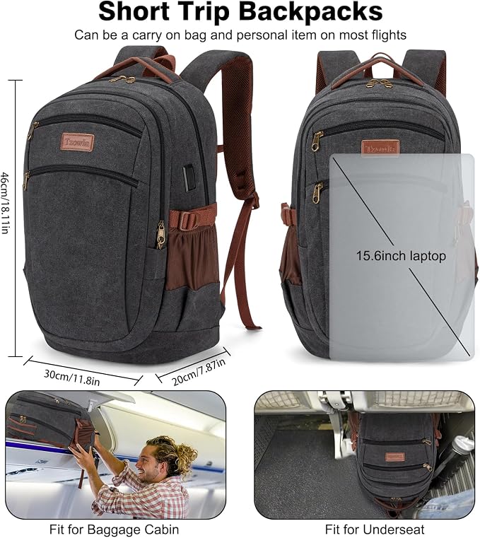 Tzowla Vintage Canvas Laptop Backpack - Image 6