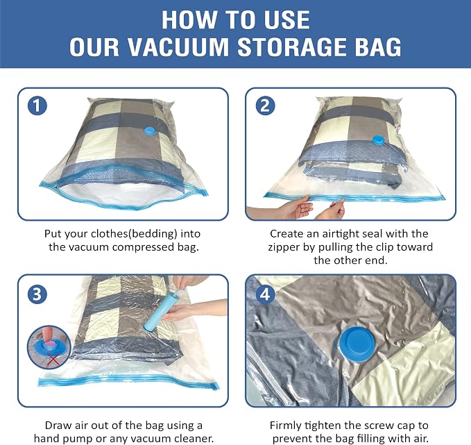 8 Jumbo Vacuum Storage Bags, Space Saver Bags Compression Storage Bags - Image 7