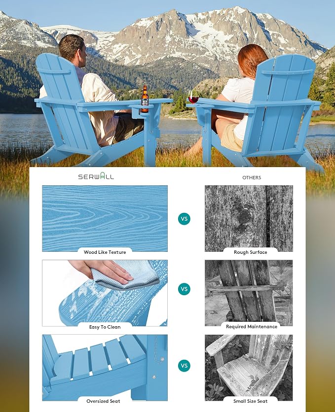SERWALL Adirondack Chair with Cup Holders - Image 5